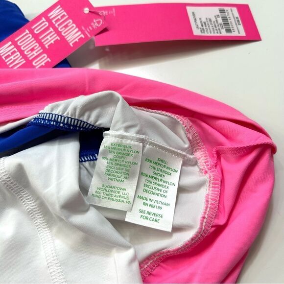 Lilly Pulitzer Luxletic Peachy Skort Blue Grotto Skort Colorblock UPF 50+ XS - Picture 7 of 14